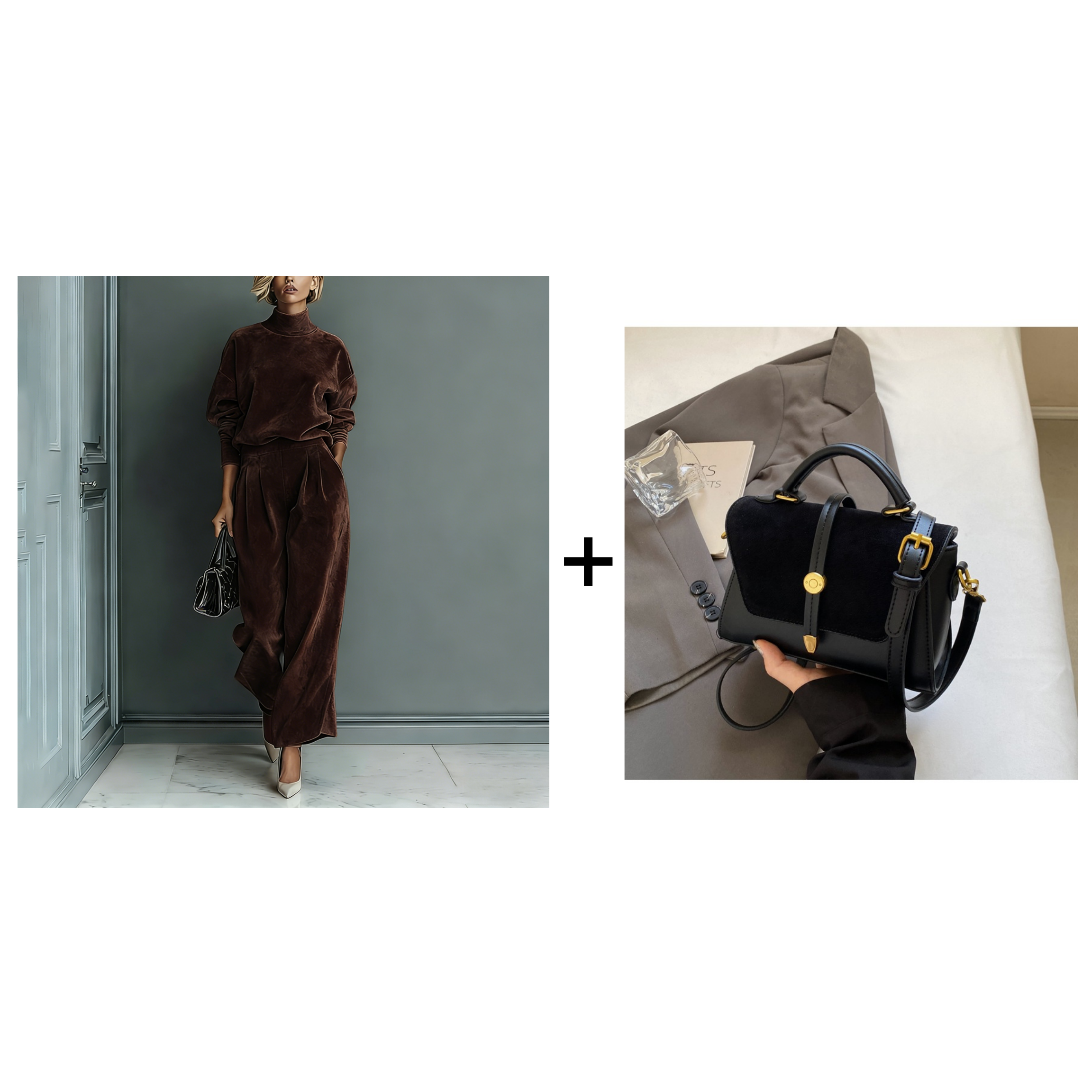 Women's Leisure Set Warm Top & Wide Pants 2 Piece