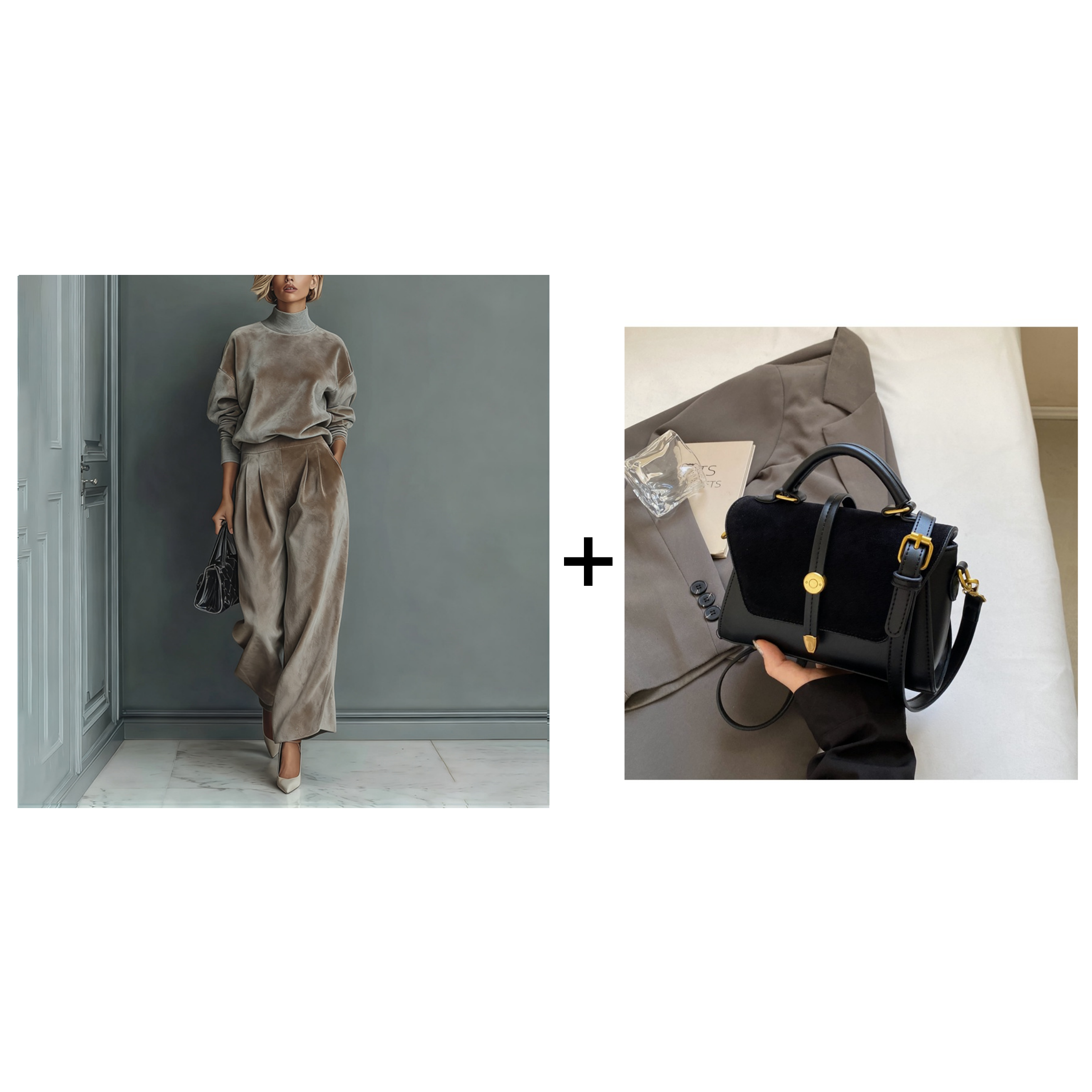 Women's Leisure Set Warm Top & Wide Pants 2 Piece