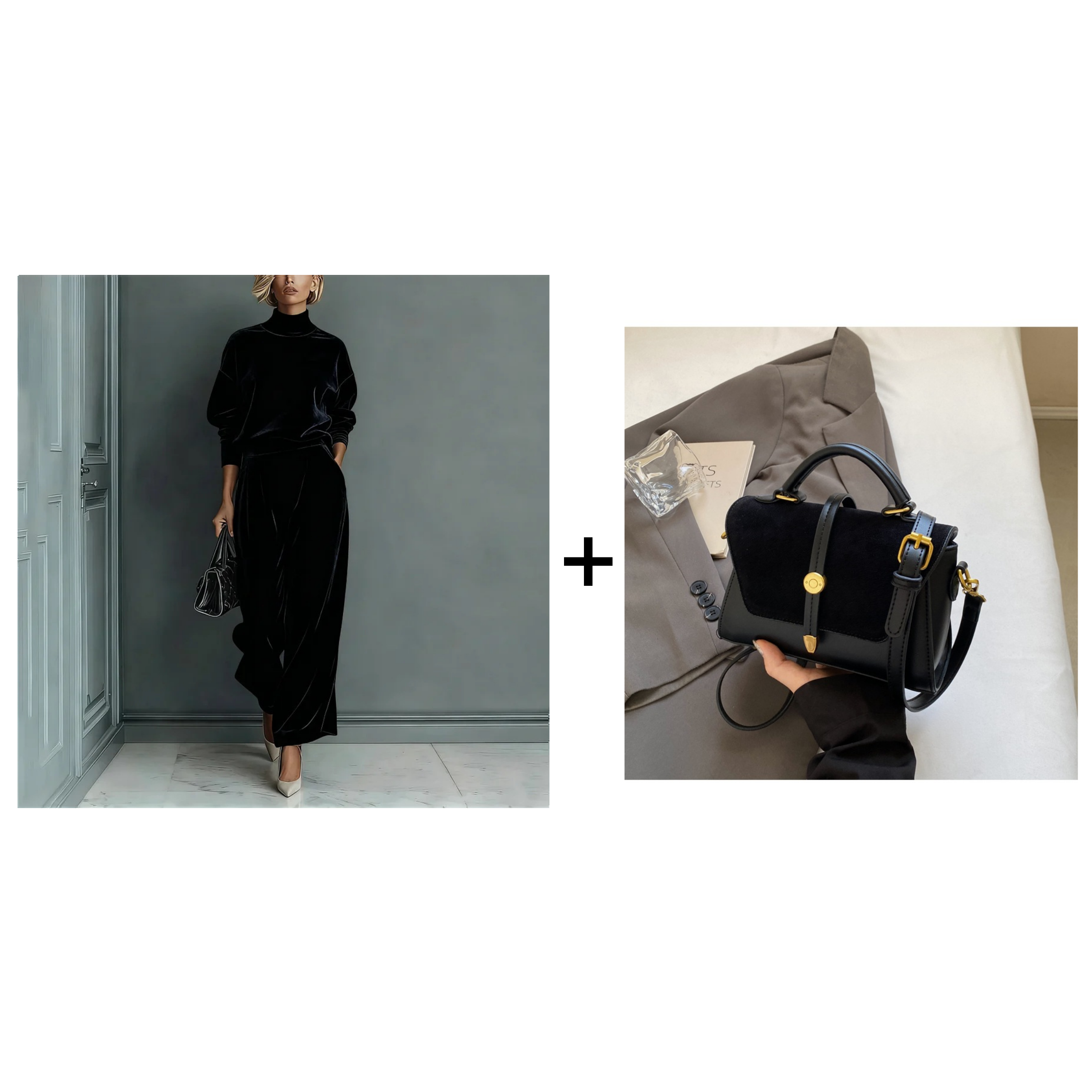 Women's Leisure Set Warm Top & Wide Pants 2 Piece