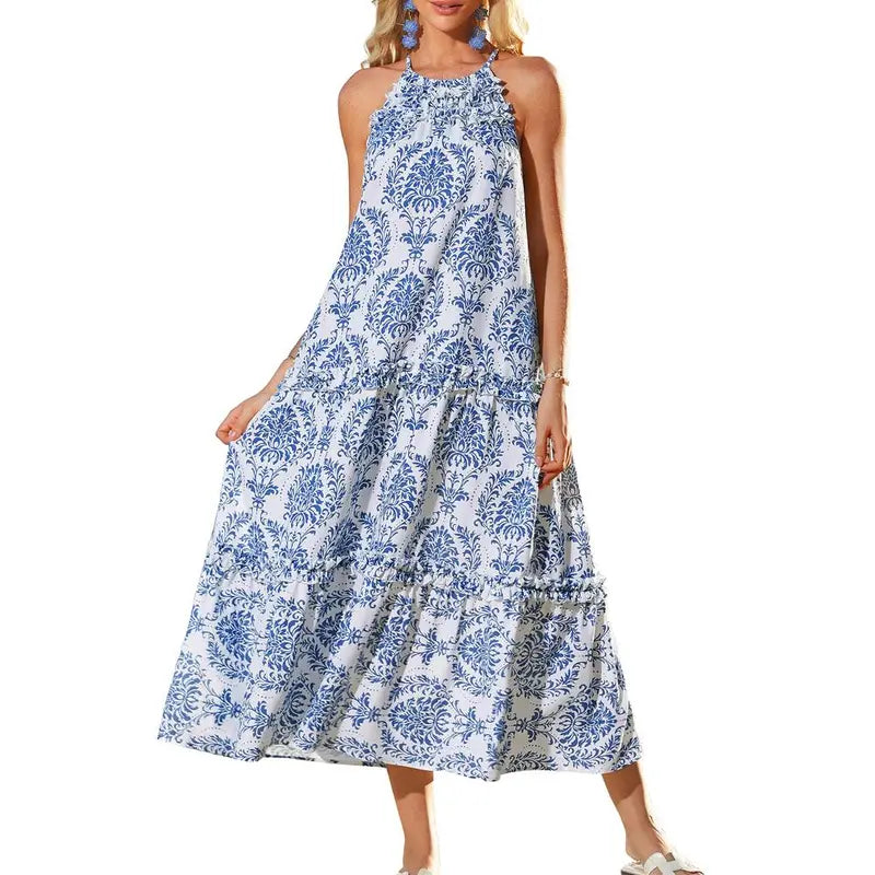 CATHY™ – Stylish Floral Halter Maxi Summer Dress
