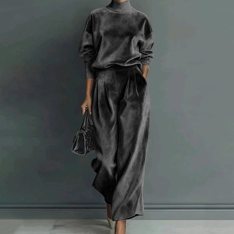 Women's Leisure Set Warm Top & Wide Pants 2 Piece