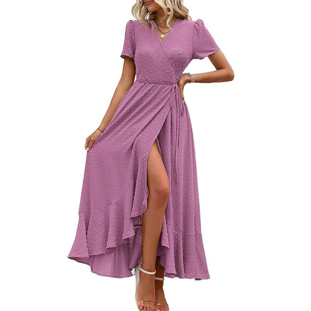 MARJORIE™ - Cozy Summer Wrap Ruffle Hem Split Maxi Dress