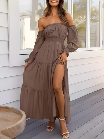 LEXIE™ – Boho Off Shoulder Maxi Dress