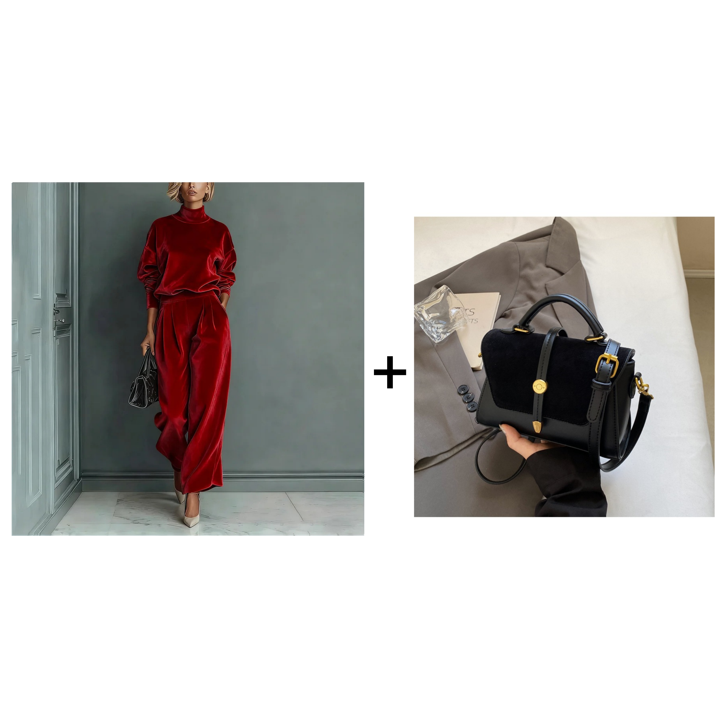 Women's Leisure Set Warm Top & Wide Pants 2 Piece