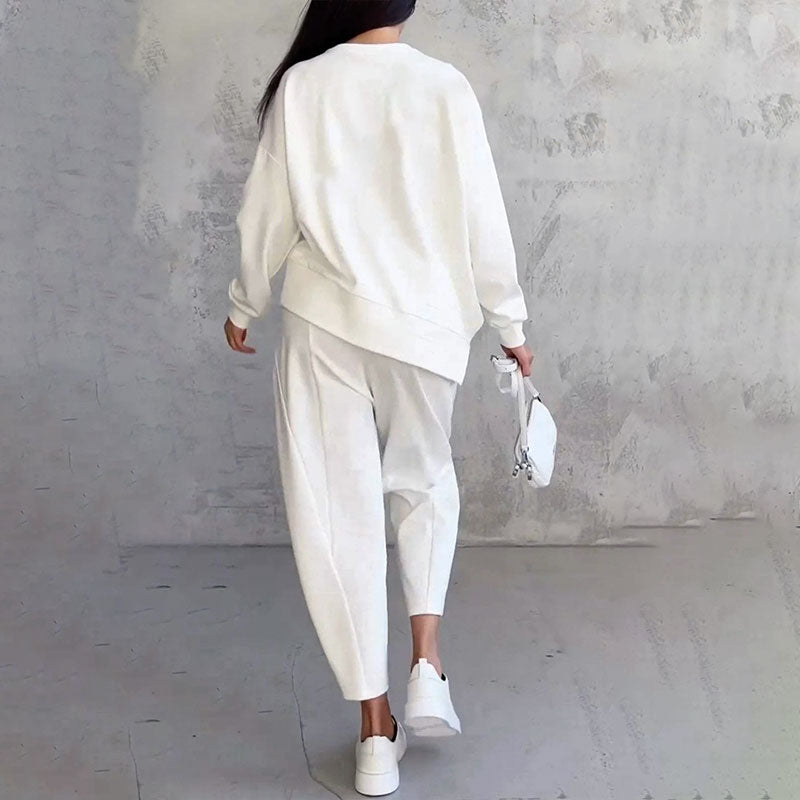 Mode Leisure Long Sleeve with Round Neck & Pants 2-Piece Set