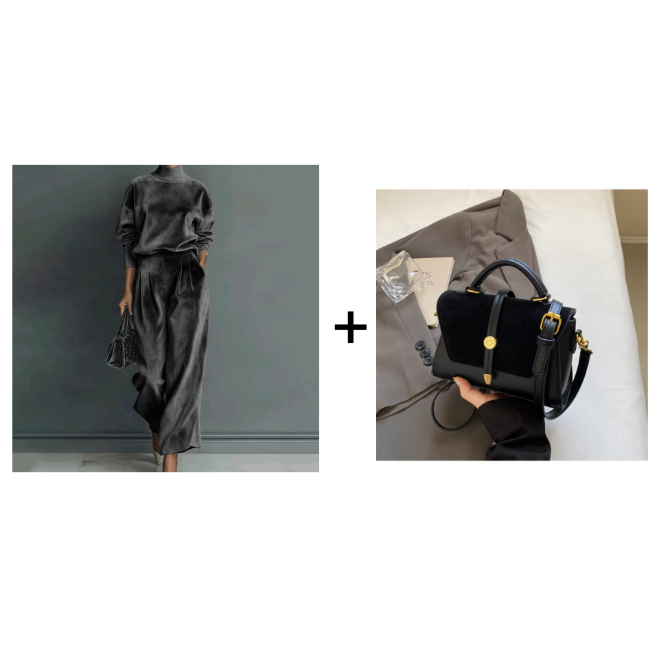 Women's Leisure Set Warm Top & Wide Pants 2 Piece